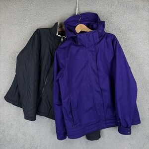 Columbia Bugaboo III Fleece Interchange Jacket Womens XL Purple 3 in 1 Ski Coat